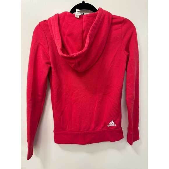 Adidas Women's Raspberry Pink Cotton Blend Logo Zip Up Hoodie XS - Picture 9 of 10